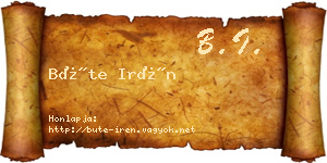 Büte Irén névjegykártya